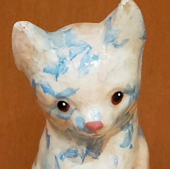 Vintage ceramic decoupage cat - Picture 6 of 6
